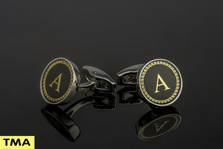 Black & Gold Alphabet "A" to "E" Cufflinks